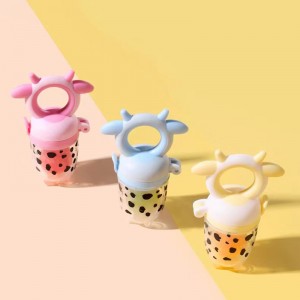 Υψηλής ποιότητας τροφοδοσία φρούτων γελοιογραφία teether τροφίμων βαθμός οικολογική φιλική υγρή σιλικόνη πιπίλα