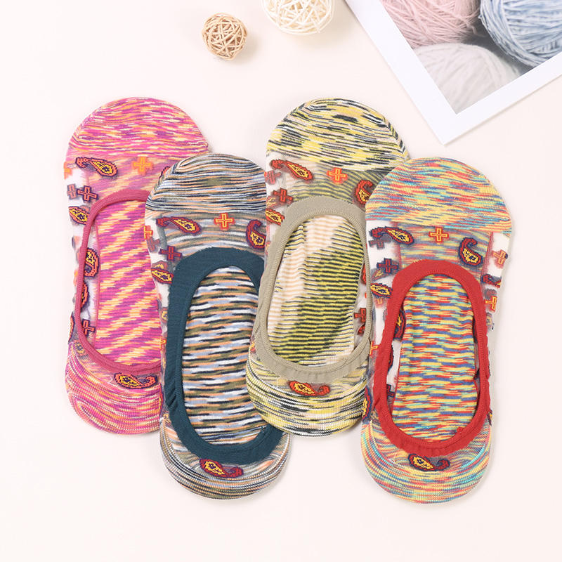 Καλοκαίρι καυτή πώληση αόρατη πολύχρωμη μόδα κρυστάλλινη μεταξωτή χαμηλή κοπή γυναίκες διαφανείς κάλτσες