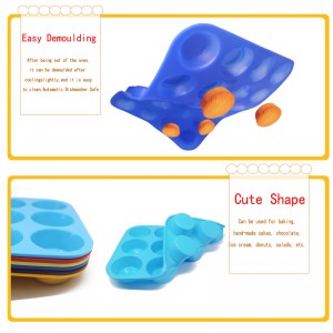 Μη -κολλητική σιλικόνη muffin τηγάνι - καλούπια για muffins και cupcakes, σιλικόνη ψησίματα καλούπια, 12 οπές ντόνατς καλούπια για ψήσιμο keto bag...