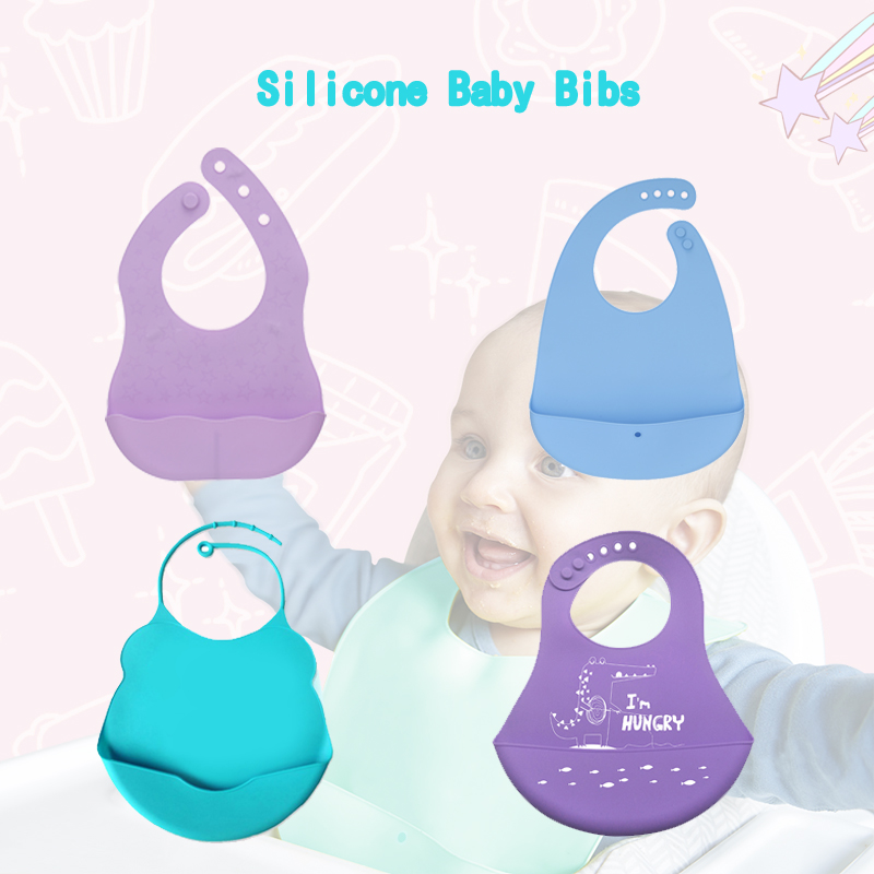Baby Silicone Bibs, σιλικόνη bibs για αγόρια και κορίτσια, ρυθμιζόμενα μαλακά αδιάβροχα bibs, σιλικόνη τροφοδοσία bibs