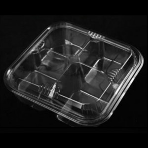 Τέσσερα-omcompartment fresh-cut fruits box lid 290*195*75 mm hj-04L