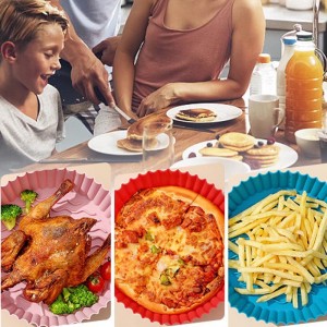 Air Fryer Silicone Pan, 8,5 ιντσών καλάθι φριτέρας, αξεσουάρ φριτέρ με φριτέζα, επαναχρησιμοποιήσιμο φριτέζες, επενδύσεις περγαμηνής αντικα...