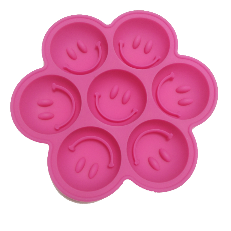 Molde Redondo de Silicona Para Cubitos de Hielo, Con 7 Orifyios, Con Rejilla de Hielo, Cara Sonriente Creativa