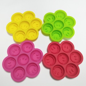 Molde Redondo de Silicona Para Cubitos de Hielo, Con 7 Orifyios, Con Rejilla de Hielo, Cara Sonriente Creativa