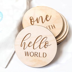 Ξύλινα τεχνούργημα έγκυος μωρό Μήνας Milestone Κάρτα ξύλινη μηνιαία αναμνηστική κάρτα καλλιέργειας