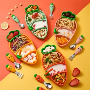 Ραπανάκι πιάτο πλάκα σιλικόνη παιδιά \\\\\\\\\'s μπολ αναρρόφησης των παιδιών \\\\\\\\ \'S. Βοηθητικό βοηθητικό πιάτο τροφίμων διαχωρισμέν...