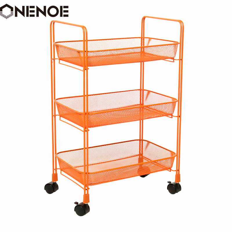 Onenoe Design Modern Metal Mesh 3-Tier Storage Organizer Multi-Utility Utility Cart Heavy Duty Strong Atability Trolley Storage Cart με καλάθια