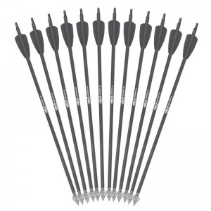 15inches id6.2mm βέλους άνθρακα με 2 ίντσες μαύρο πτερύγιο για rx crossbow