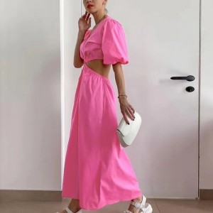 Σέξι φόρεμα μικρού μανικιού V-Neck Lantern