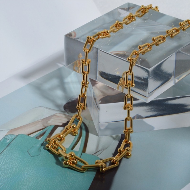 Παχές αλυσίδες κολιέ γυναικείες Ευρώπη και οι Ηνωμένες Πολιτείες INS Light Luxury Uncure Niche Horseshoe Buckle Collarbone Chain