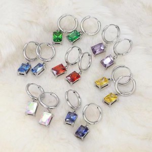 Square Fashion Luxury Zirconia σκουλαρίκια