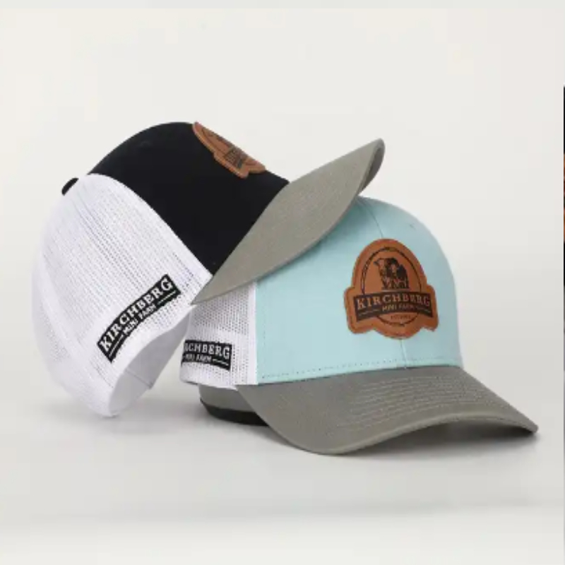 OEM προσαρμοσμένο υψηλής ποιότητας δερμάτινο λογότυπο Patch Logo Snap Back Gorras Caps, Applique Cotton 112 Pre Curved Trucker Hats