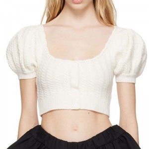 Μάλλινο πουλόβερ 2023 Καλοκαίρι Νέο χαμηλό πλήρωμα λαιμό πλεκτό πλεκτό πουλόβερ φούσκας