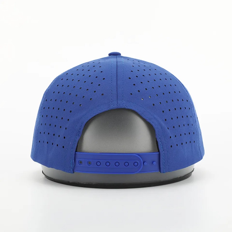 Νέο Custom Custom PVC Patch Logo 5 Πάνελ Αδιάβροχο καπέλο πολυεστέρα Sport Golf, Laser Cut διάτρητο μπαμπά Gorras, σχοινί μπέιζμπολ