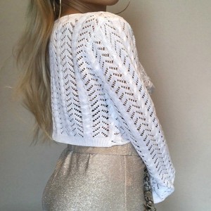 Το White V-Neck Pullover έβγαλε το μακρύ μανίκι της μόδας Show Thin Sexy πλεκτά γυναικεία πουλόβερ
