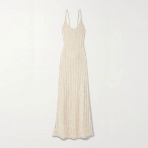 Κατασκευαστές πλεκτών κατασκευαστών έθιμο στρογγυλό λαιμό Sling Hollow από πίσω σέξι γυναίκες πλεκτό φόρεμα