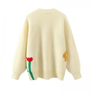 Σχεδιαστές Γυναίκες Γυναίκες \\\\ SWEATERS CUSTOM OVERSIZE V-NECK Πλεκτά Κέντημα Κυρίες Jacquard Loose Cardigan Women Γυναίκες για Γυναίκα