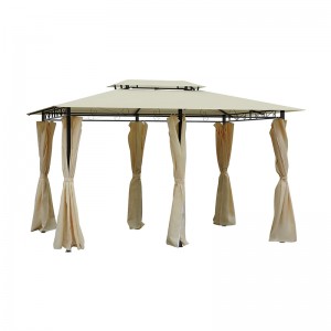 10 \\\\ \'x 13 \\\\\' Outdoor Soft Top Gazebo Pergola με κουρτίνες, κιόσκι 2 επιπέδων χαλύβδινων για αίθριο, κρέμα λευκού