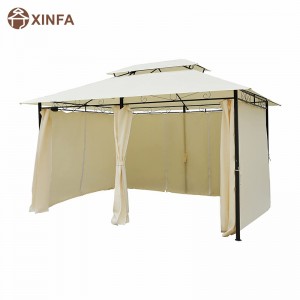 10 \\\\ \'x 13 \\\\\' Outdoor Soft Top Gazebo Pergola με κουρτίνες, κιόσκι 2 επιπέδων χαλύβδινων για αίθριο, κρέμα λευκού