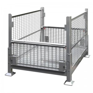 Μεταλλικό δοχείο χύδην πλέγματος με πόρτες μισής πτώσης - πτυσσόμενη