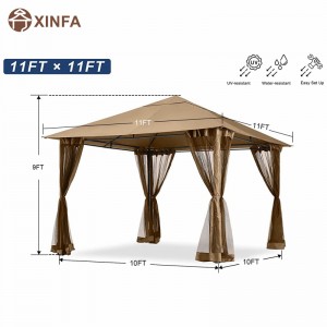 10x · 10ft υπαίθρια αίθριο gazebo θόλο με κουνουπιών δίχτυ για γκαζόν, κήπο, αυλή, καφέ