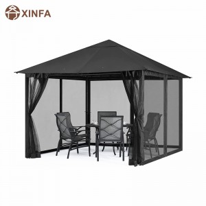 10x · 10ft υπαίθρια αίθριο gazebo θόλο με κουνουπιέρα για γκαζόν, κήπο, αυλή, μαύρο