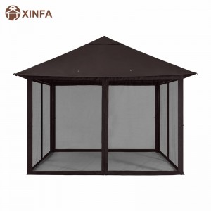 10x · 10ft υπαίθρια αίθριο gazebo θόλο με κουνουπιέρα για γκαζόν, κήπο, αυλή, σοκολάτα