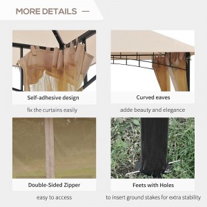 10 \\\\ \'x 10 \\\\\' υπαίθρια αίθουσα αίθριο κιόσκι σκηνή με πλευρικά τοιχώματα, θόλο 2 επιπέδων για αυλή, μπεζ