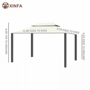 10 \\\\ \'x 13 \\\\\' Patio Gazebo Double Roof Outdoor Gazebo Canopy Shelter με δίχτυ&κουρτίνες, ανοιχτό κίτρινο