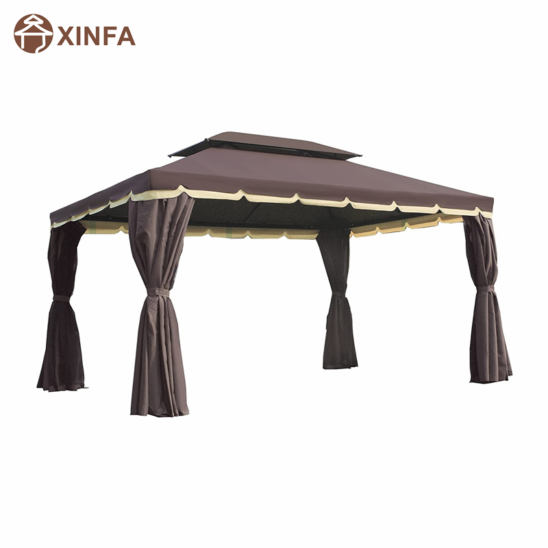 10 \\\\ \'x 13 \\\\\' Patio Gazebo Double Roof Outdoor Gazebo Canopy Shelter με Curtains, Coffe