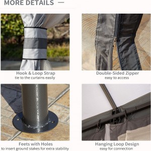 10 \\\\ \'x 12 \\\\\' Εξωτερικό κιόσκι αίθριο Gazebo Canopy Shelter W/double εξαερισμένη οροφή, φερμουάρ με πλευρικά τοιχώματα, γκρι