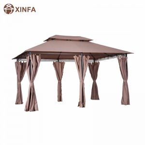 10 \\\\ \'x 13 \\\\\' Outdoor Soft Top Pergola Gazebo με κουρτίνες, κιόσκι με 2 επιπέδων χαλύβδινων για αίθριο, Khaki