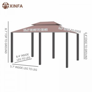 10 \\\\ \'x 13 \\\\\' Outdoor Soft Top Pergola Gazebo με κουρτίνες, κιόσκι με 2 επιπέδων χαλύβδινων για αίθριο, Khaki