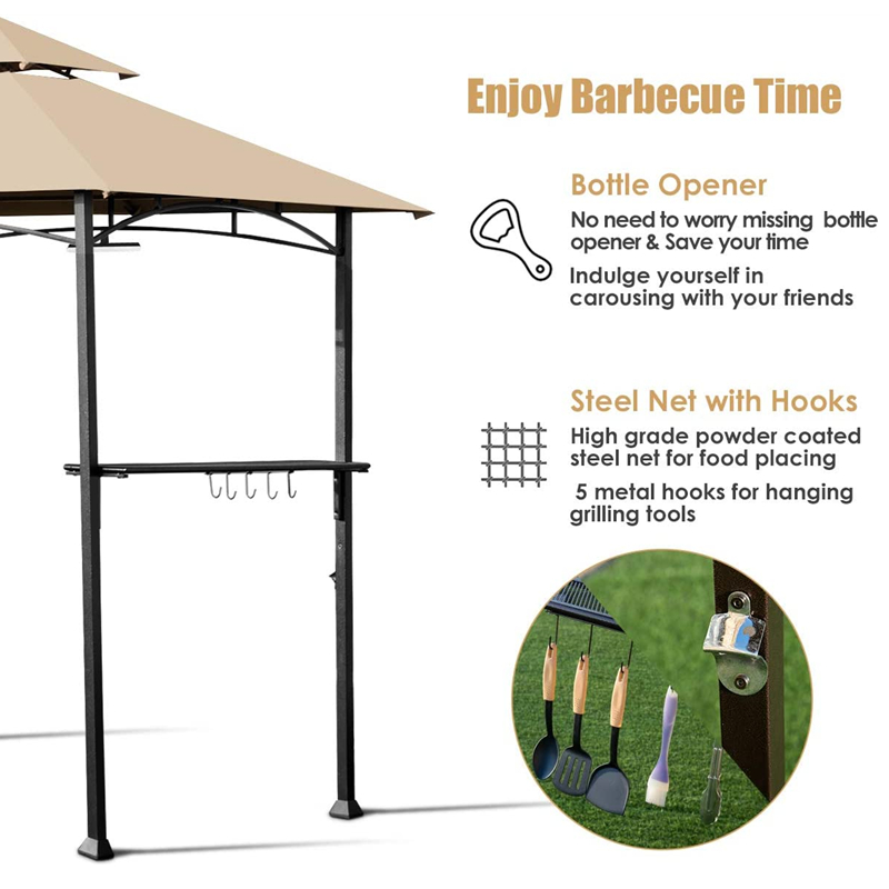 8 \\\\ \'x 5 \\\\\' 2-βαθμίδα θόλο Top Grill Gazebo Outdoor Patio Barbecue Gazebo Shelter με ανθεκτικό χάλυβα πλαίσιο