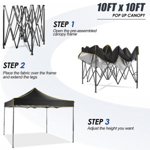 10x · 10 pop up canopy σκηνή εμπορική στιγμιαία στιγμιαία σκηνή αδιάβροχο θόλο για πάρτι κάμπινγκ μαύρο