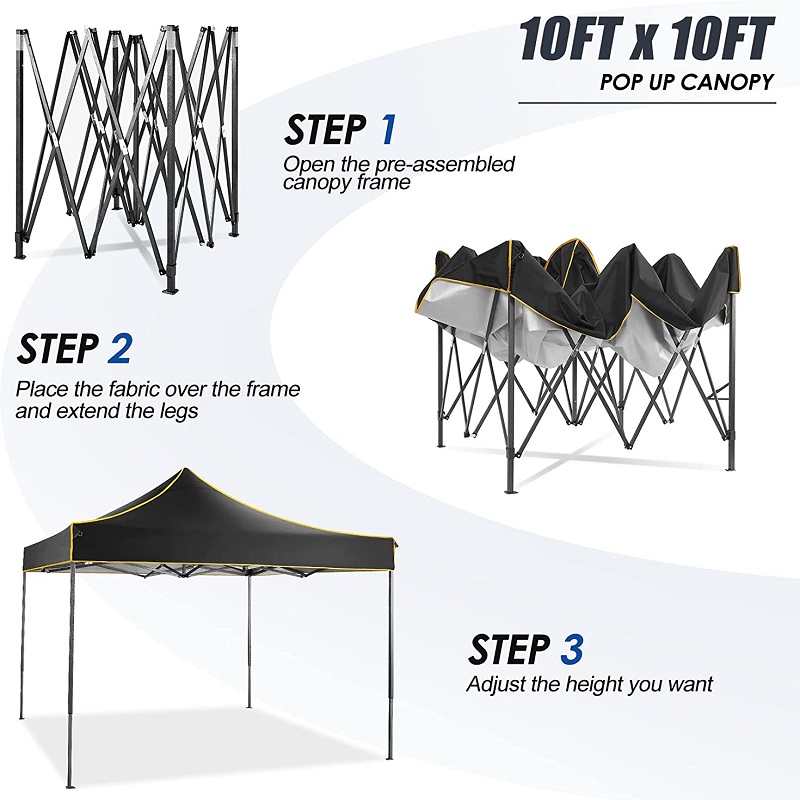 10x · 10 pop up canopy σκηνή εμπορική στιγμιαία στιγμιαία σκηνή αδιάβροχο θόλο για πάρτι κάμπινγκ μαύρο
