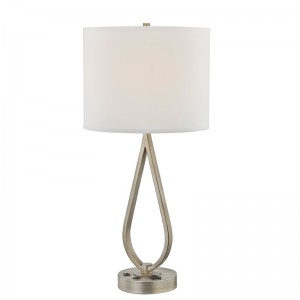 Λάμπα γραφείου ύπνου με παλαιά ασημένιο φινίρισμα, λάμπα γραφείου με μια βολική διέξοδο και θύρα USB