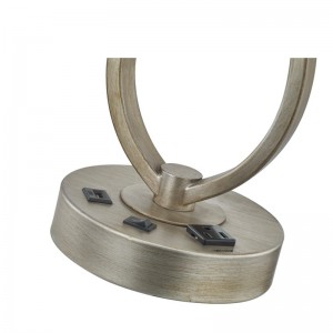 Λάμπα γραφείου ύπνου με παλαιά ασημένιο φινίρισμα, λάμπα γραφείου με μια βολική διέξοδο και θύρα USB