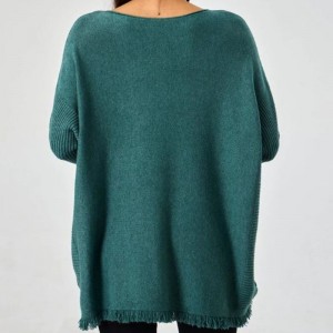 Pullover Ribbed Sleeve Raw Hem Fashion Γυναίκες πουλόβερ