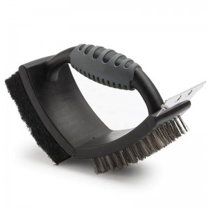 BBQ Brush ανοξείδωτο χάλυβα 3 σε 1 Βούρτσα καθαρισμού σχάρας Dual BBQ Βούρτσα με ξύστρα για BBQ