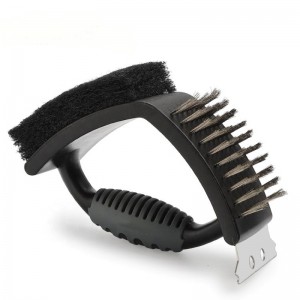 BBQ Brush ανοξείδωτο χάλυβα 3 σε 1 Βούρτσα καθαρισμού σχάρας Dual BBQ Βούρτσα με ξύστρα για BBQ