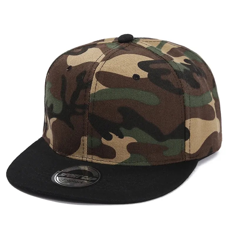 Προσαρμοσμένο λογότυπο στερεό χρώμα καπέλο camo ελαφριά πλάκα επίπεδη κατά μήκος μπέιζμπολ καπέλο άνδρες και γυναίκες καλοκαίρι hip hop skateboard καπάκια snapback