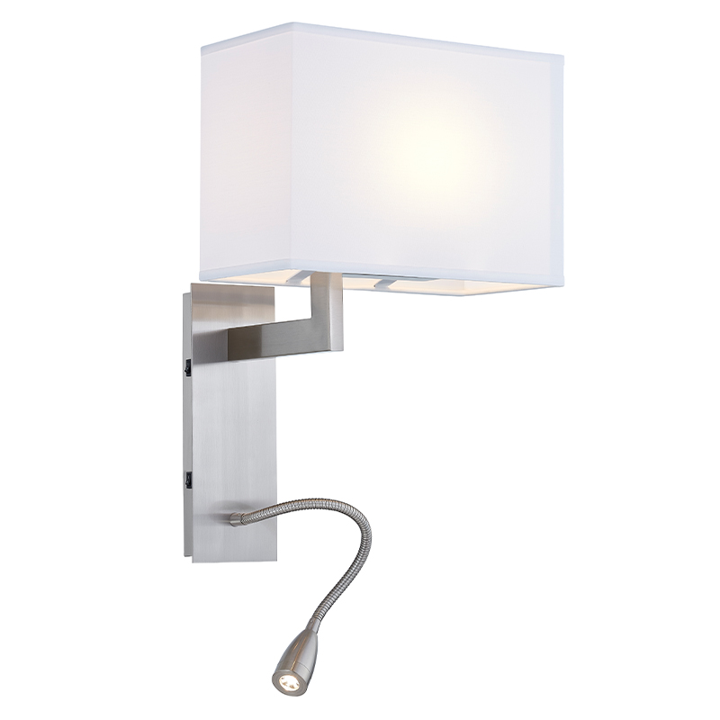 Hospitality Hotel Wall Sconce με φινίρισμα νικελίου και ορθογώνιο ύφασμα στο Hotel Typical Room