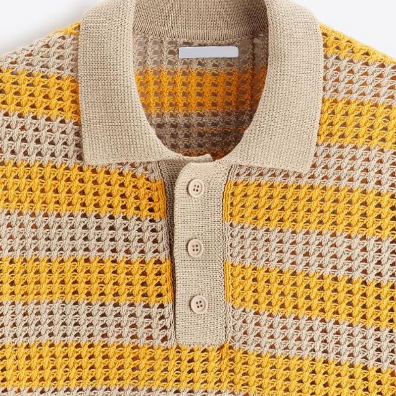 Χονδρική Άνοιξη Καλοκαιρινό Κλενό μανίκι Πλεκτό πουκάμισο πουλόβερ πόλο για άνδρες