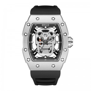 Baogela Skull Tonneau Watch Top Brand Quartz Ανοξείδωτο χάλυβα ρολόγια αδιάβροχο Creative Clock Silicone Strap Wats Rose Rose 4141