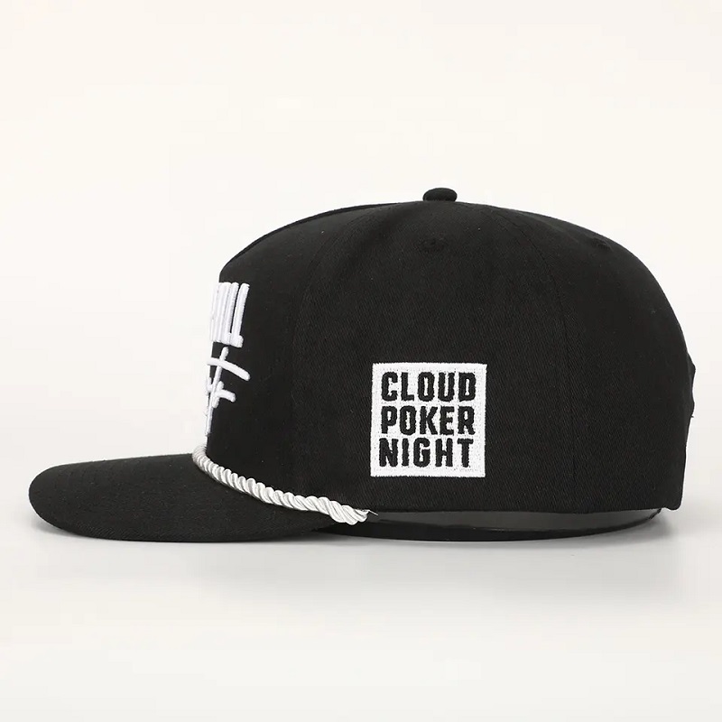 Χονδρικό έθιμο κέντημα 5 πάνελ μαύρο βαμβακερό άθλημα μπαμπά καπέλο άντρες Γκολφ γκολφ Γκορράς σχοινί μπέιζμπολ