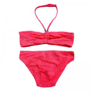 Halterneck δαντέλα δύο κομμάτια παιδιά μαγιό