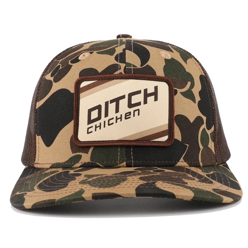 Προσαρμοσμένη πάπια καφέ camo snapback πλέγμα λογότυπο patch 6 πίνακα Richardson 112 φορτηγό καπέλο καπέλο καπέλο