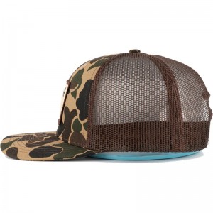 Προσαρμοσμένη πάπια καφέ camo snapback πλέγμα λογότυπο patch 6 πίνακα Richardson 112 φορτηγό καπέλο καπέλο καπέλο