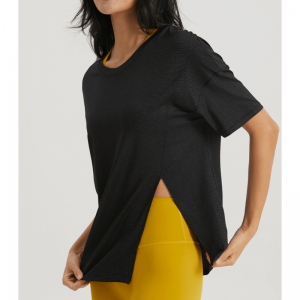 Χωρισμένο o λαιμό στερεά χρώματα yoga μπλουζάκια